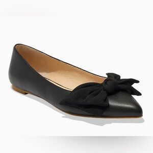 Jack Rogers Black Pointed Toe Bow Ballet Flats